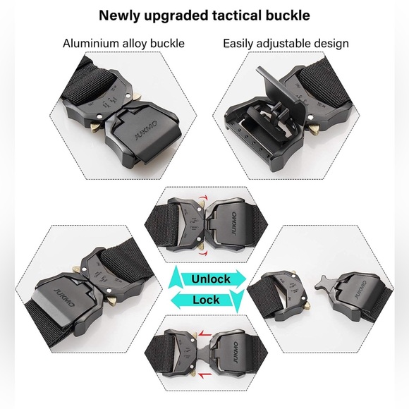 New Tactical Belt, Hiking Rigger 1.5" Nylon Web with Heavy Duty/Large Size - Picture 2 of 8